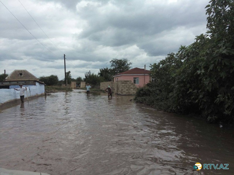 Azərbaycanda bir neçə kəndi su basdı - Fotolar