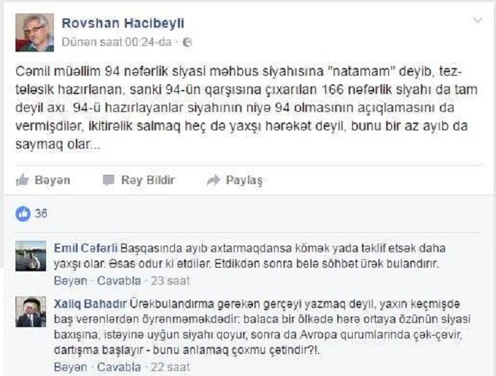 Əli Kərimli ilə Xədicənin pul davası: `Cəmil Həsənli ağılsızdır...`