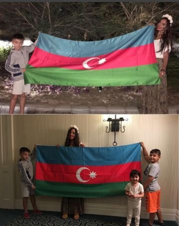 Leyla Əliyeva əkizləri və Əminə ilə 
