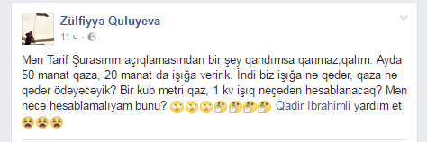"Görəsən millət qaldırsa Tarif Şurası nə edəcək"-CAMAAT İŞIQ QAZ PULUNUN QALXMASINA BELƏ ETİRAZ ETDİ