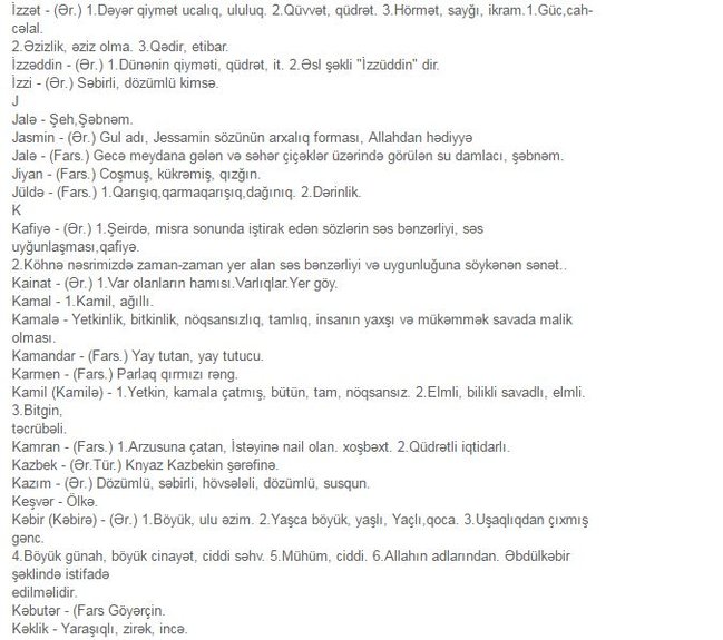 Öz adınızın mənasını bizdən ÖYRƏNİN - TAM SİYAHI