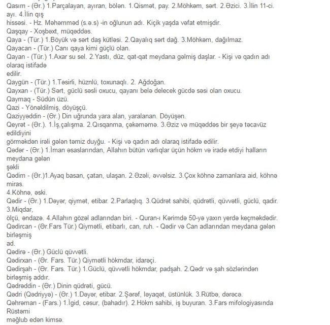 Öz adınızın mənasını bizdən ÖYRƏNİN - TAM SİYAHI