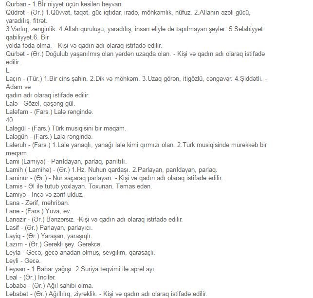 Öz adınızın mənasını bizdən ÖYRƏNİN - TAM SİYAHI