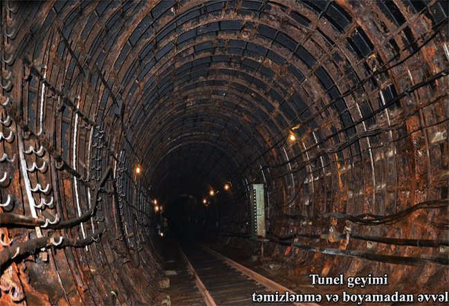 Metro tunelləri korroziyadan təmizlənir - FOTOLAR