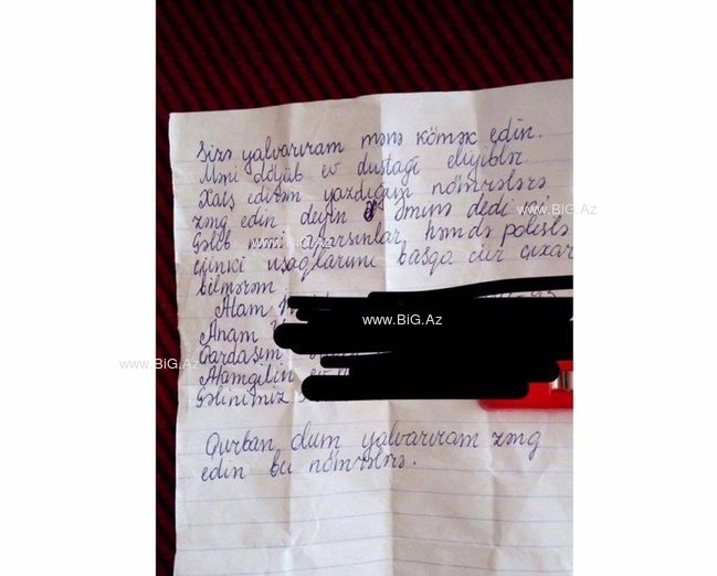 Qayınatasının təcavüz etdiyi, ev dustağı olan qadının MƏKTUBU HƏR KƏSİ ŞOKA SALDI - FOTO
