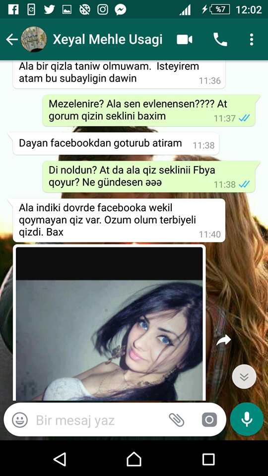 Bu “WhatsApp” yazışması rekord qırır: - “Qızın şəklini at baxım”