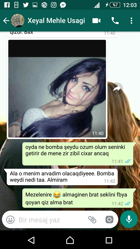Bu “WhatsApp” yazışması rekord qırır: - “Qızın şəklini at baxım”