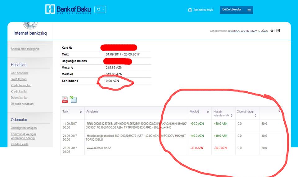 Müştəri 'Bank of Baku'nun soyğunçuluğunun üstünü açdı: 'Pullarımızı belə oğurlayırlar' (FOTOFAKT)