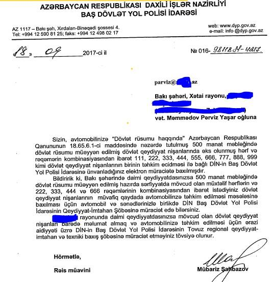 DYP «zerkalni» nömrələrin əsl qiymətini açıqladı (FOTO)