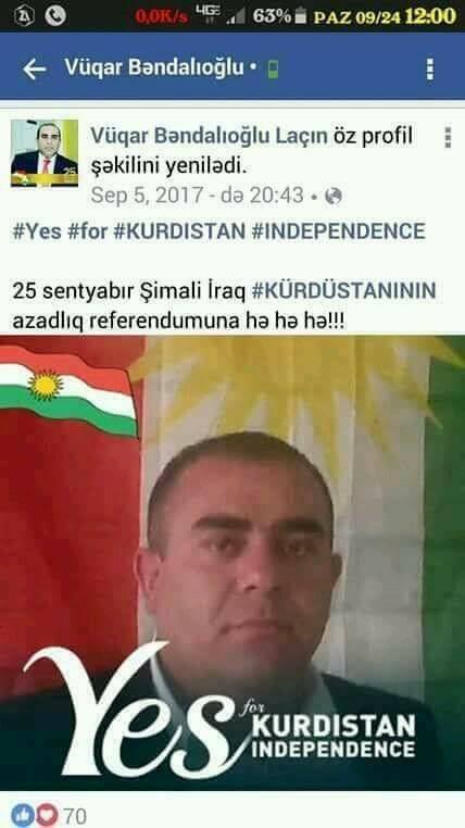 “Azəravtoyol” işçisi də "kürd dövlətinə" dəstək verdi? – Rəsmi