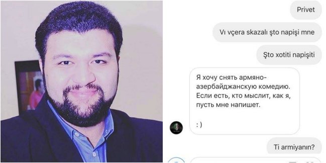 Azərbaycanlı aktyoru erməni filminə dəvət etdilər — YAZIŞMANIN FOTOSU