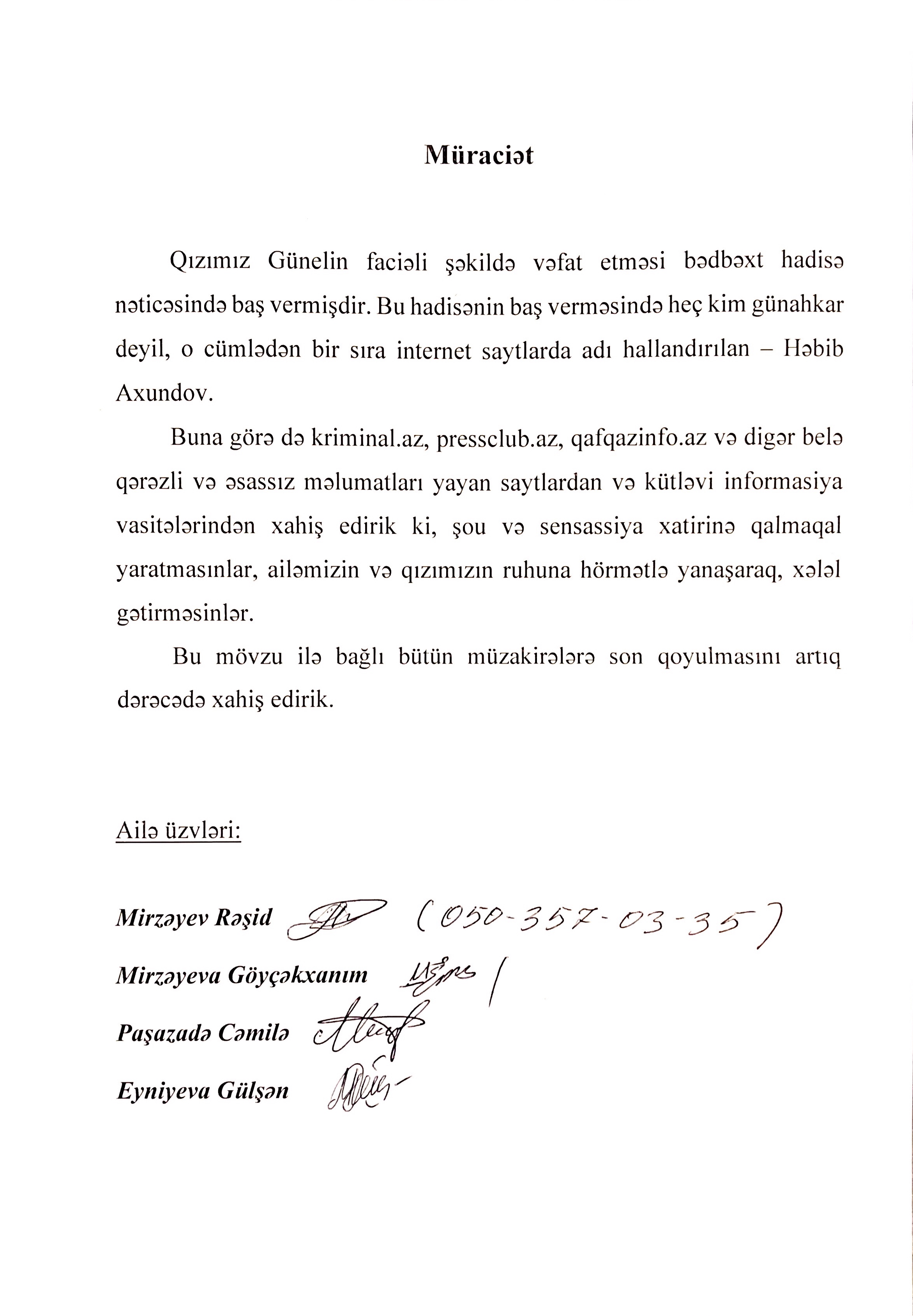 Dənizdə boğulan modelin atasından təsirli MÜRACİƏT – Ruhuna hörmət edin