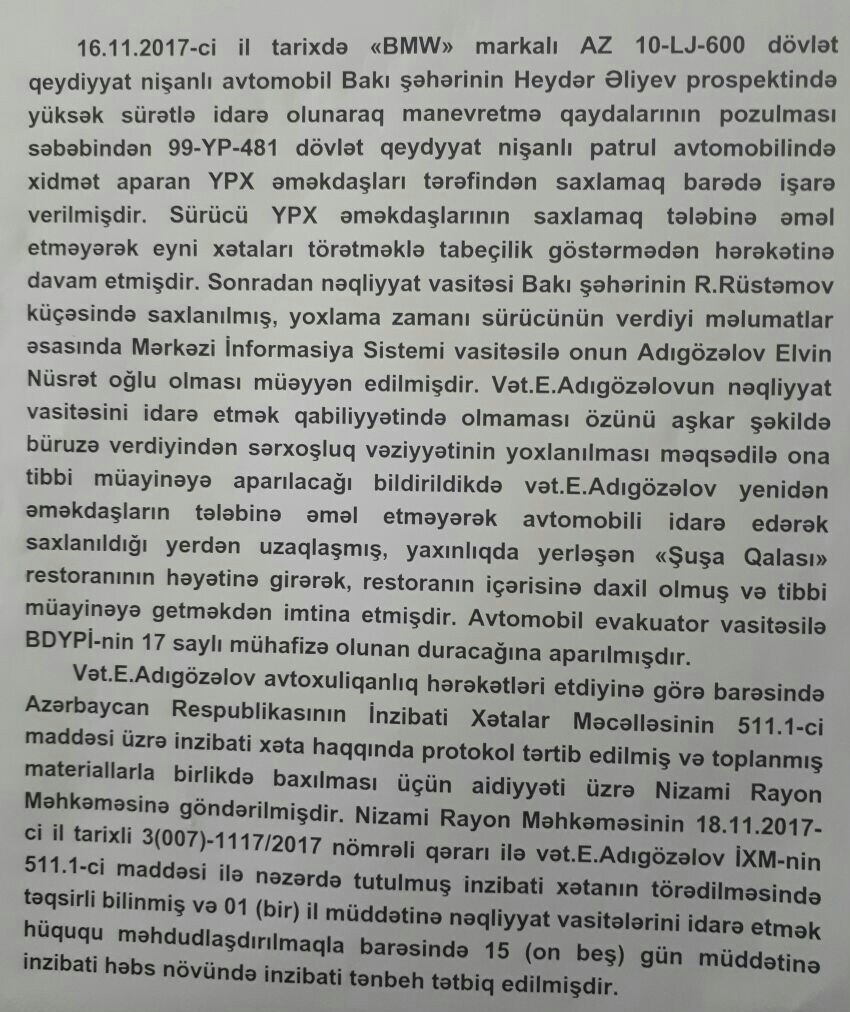 DYP-dən “Broker Əbülfəz”in bacısı oğlu barədə - AÇIQLAMA