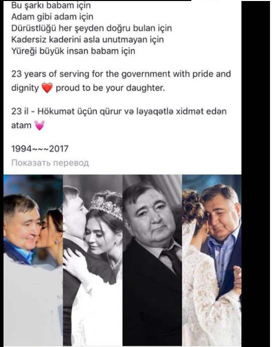 Fazil Məmmədovun qızı atasının işdən çıxarılmasına belə reaksiya verdi (FOTO)
