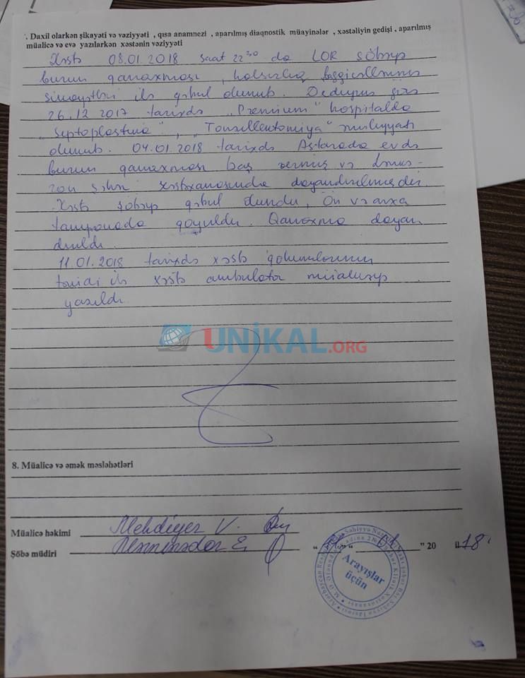 Bakıda həkim səhlənkarlığı: "Boğaz əti yerinə, dilçəyini kəsdi..." - FOTOLAR