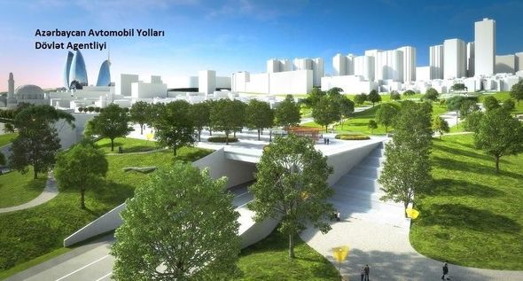 Bakıda nəhəng park-körpü inşa edilir – FOTO