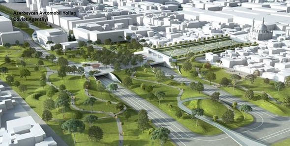 Bakıda nəhəng park-körpü inşa edilir – FOTO