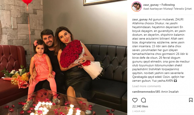 Zaur Baxşəliyevin həyat yoldaşı onun doğum gününü belə təbrik etdi - FOTO