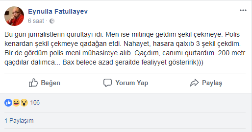 Eynulla Milli Şuranın mitinqinə görə polisi tənqid etdi