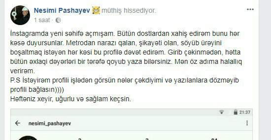 Nəsimi Paşayev bu cür etiraz etdi: “Söyüb ürəyini boşaltmaq istəyən hər kəsi...”