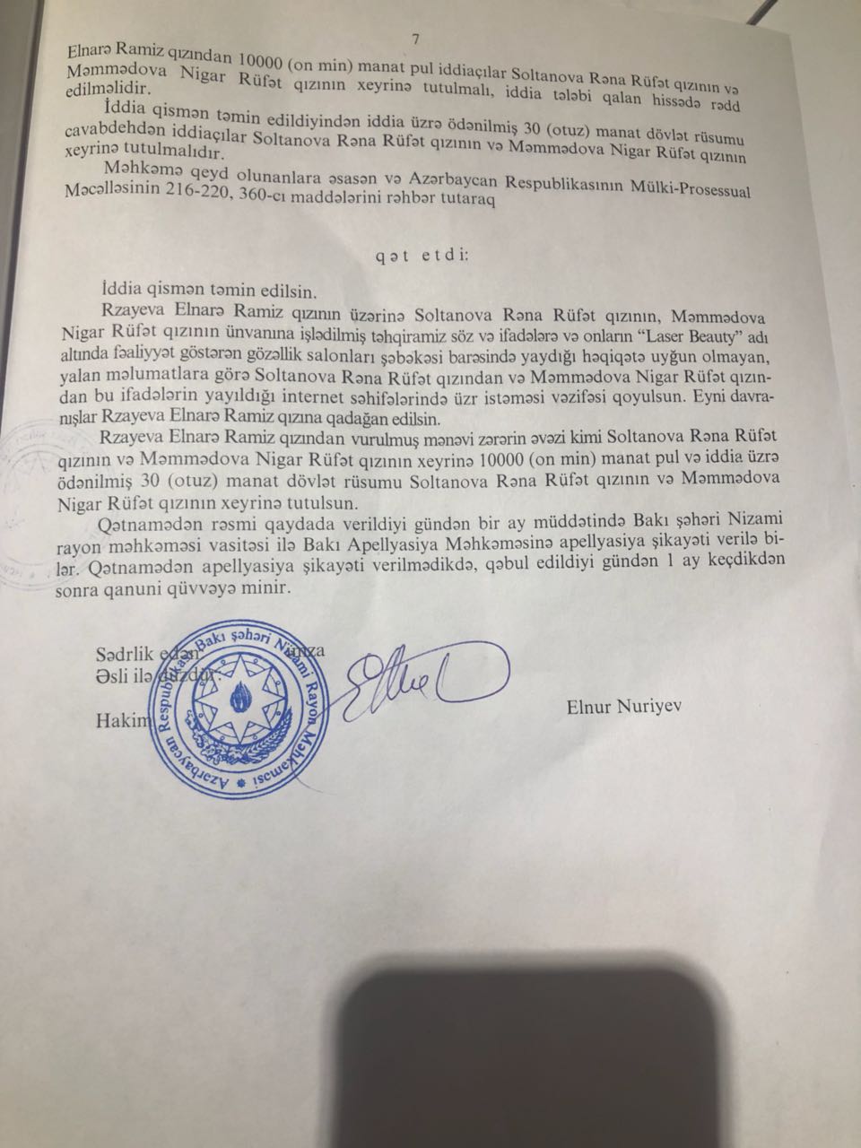 Məhkəmə kosmetoloq Elnarə Rzayeva barədə son qərarını verdi – Fotolar