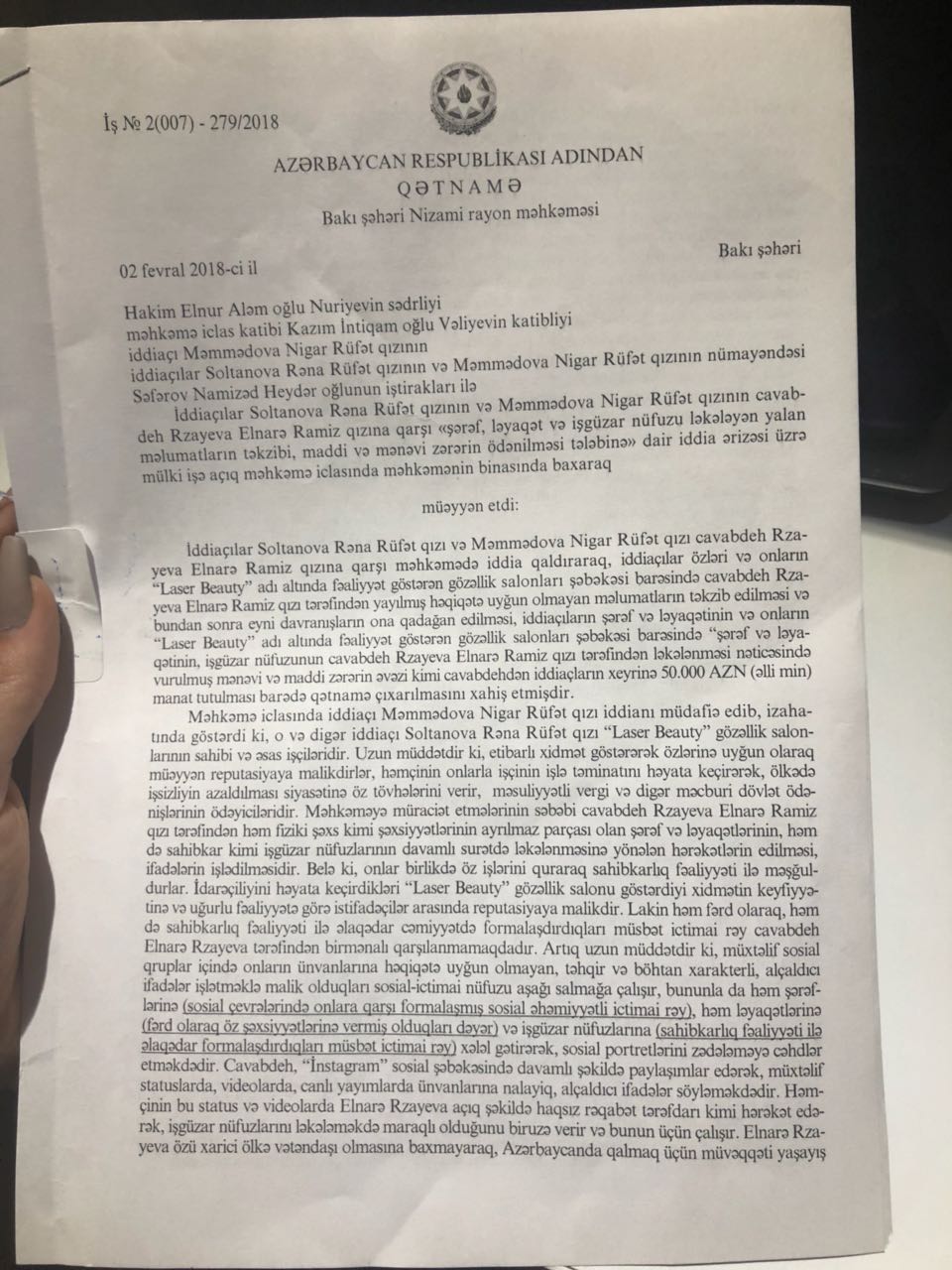 Məhkəmə kosmetoloq Elnarə Rzayeva barədə son qərarını verdi – Fotolar