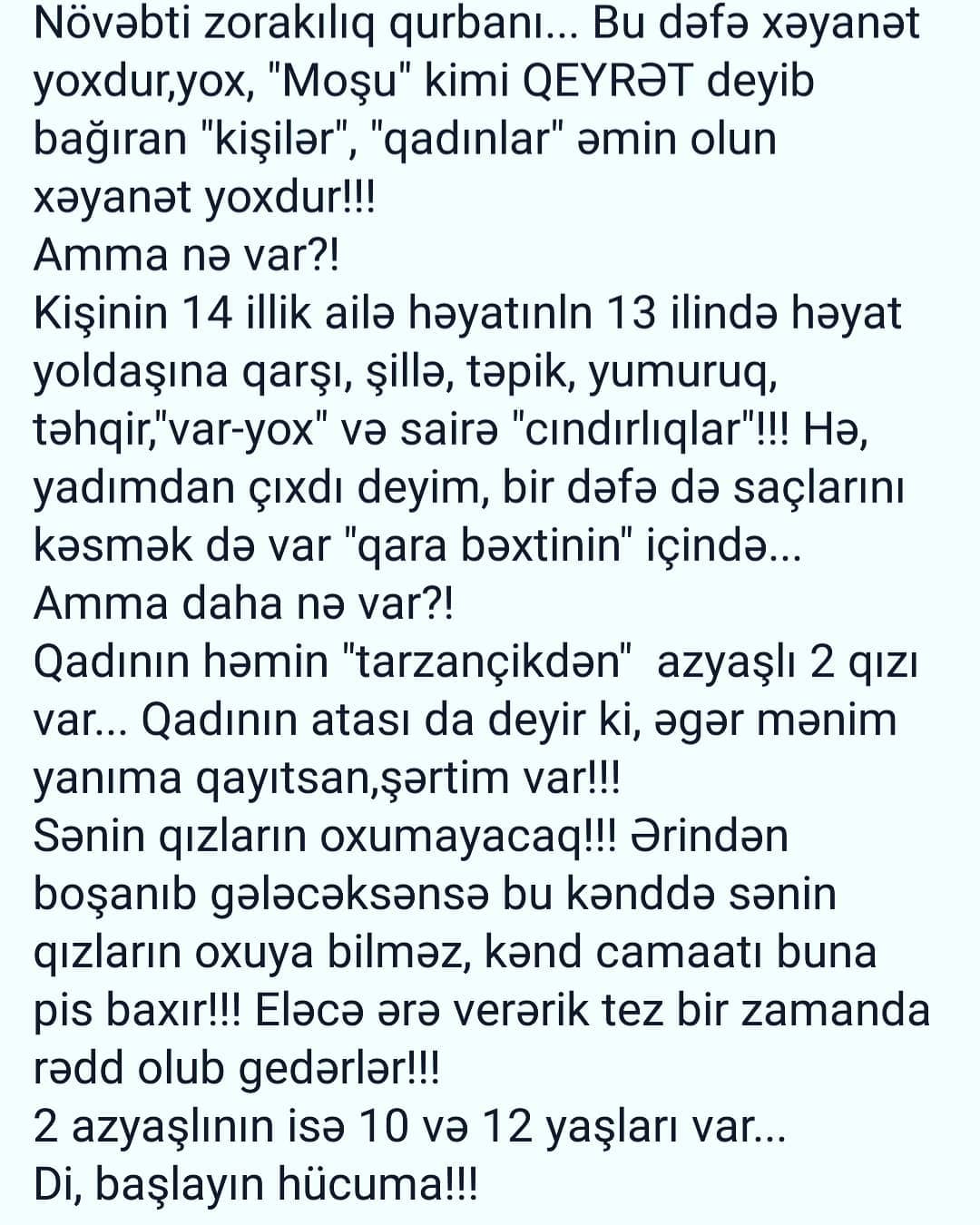 Azərbaycanda daha bir ər arvadının saçlarını kəsdi – “Rədd olub getsin” – FOTO
