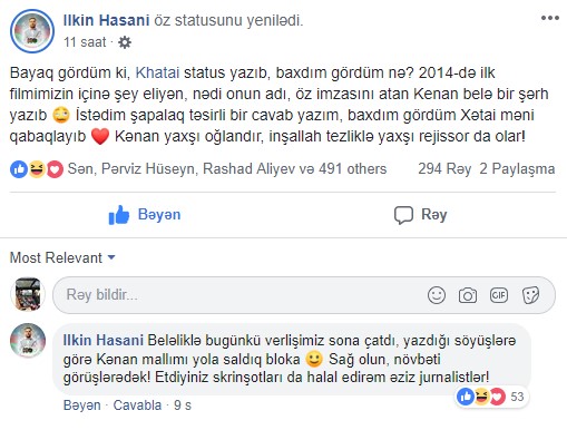 İlkinlə Kənanın “razborka”sı - “Sənin başın üçün deyil...”