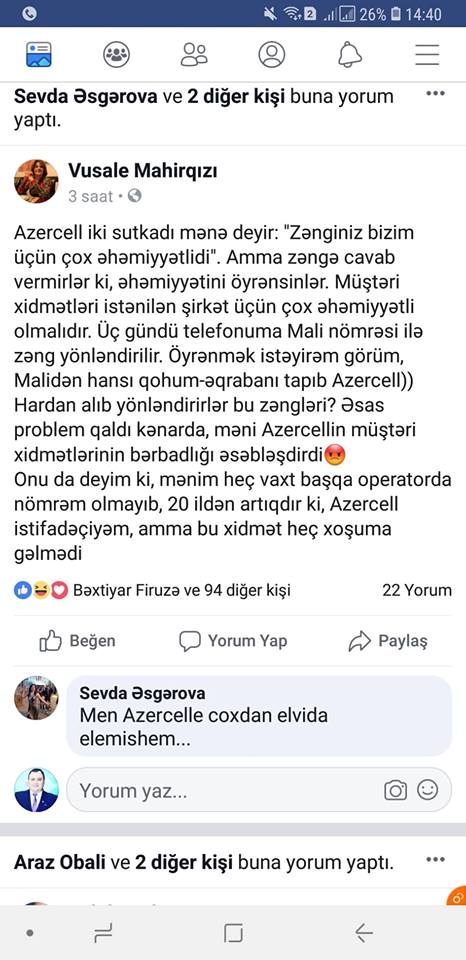 Tanınmış jurnalist Azercell-i tənqid etdi