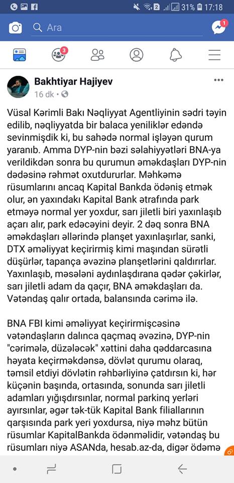 Bloqqer BNA-nı tənqid etdi: Normal islahatlar etmək əvəzinə...