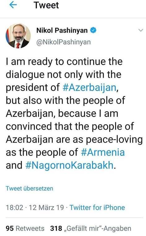 Nikol Paşinyan “Twitter”-də “sülh göyərçini”nə necə çevrildi? - FOTO