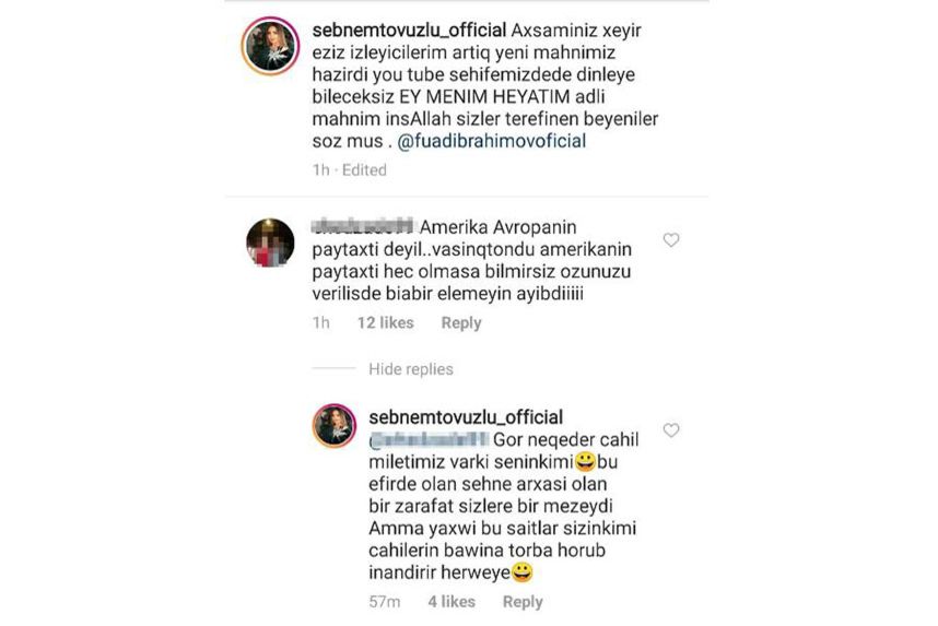 Şəbnəm Tovuzlu Azərbaycan xalqını təhqir etdi - Foto