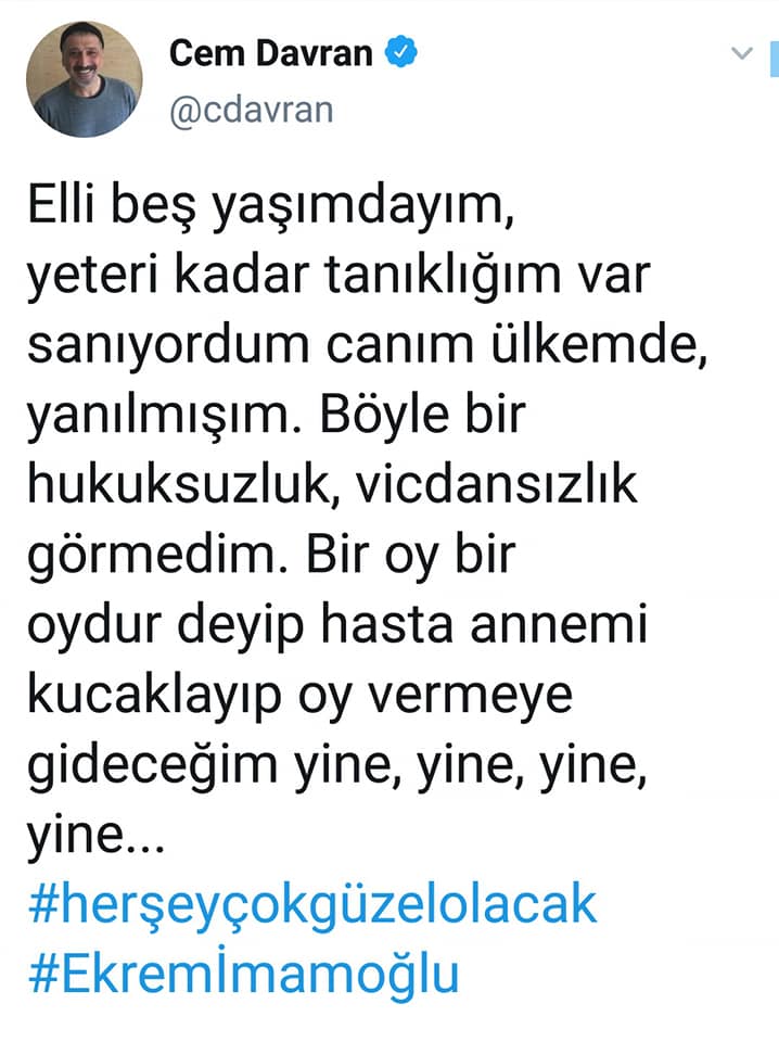 Məşhurlardan İmamoğluna inanılmaz dəstək: "Hər şey çox gözəl olacaq" - FOTOLAR