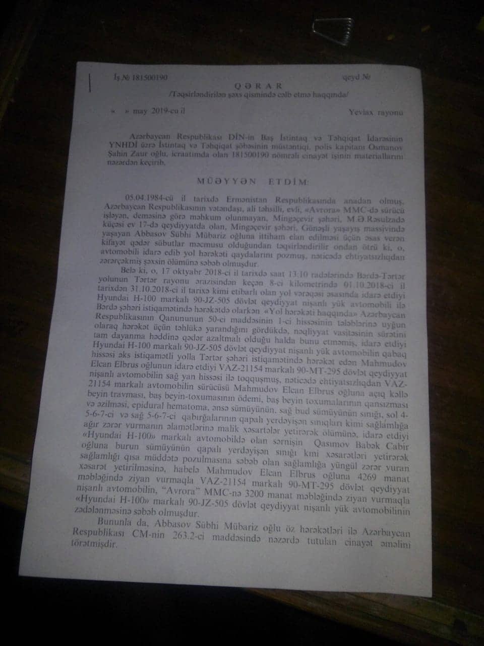 Polis müstəntiqi Şahin Osmanov 3 uşaq atasını 10 min rüşvətə görə tutdurmaq istəyir – BÜTÜN ÖLKƏ ŞOKDA