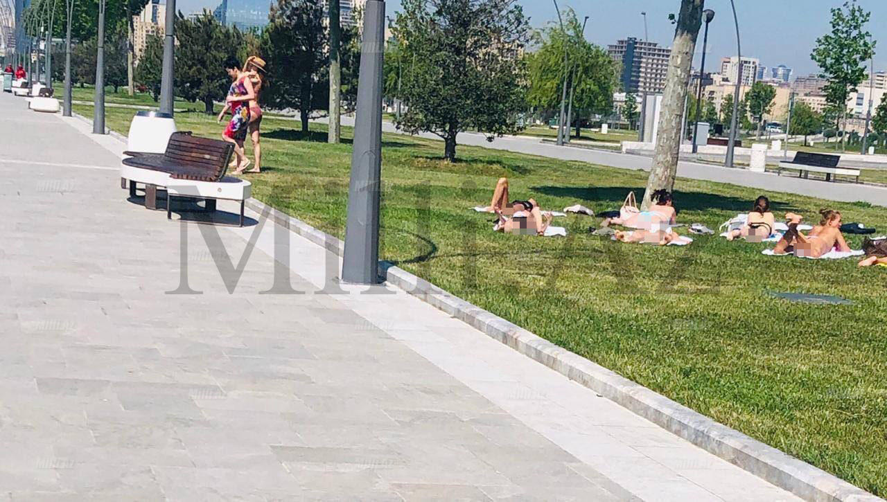 Bakı bulvarında çimərlik görüntüləri