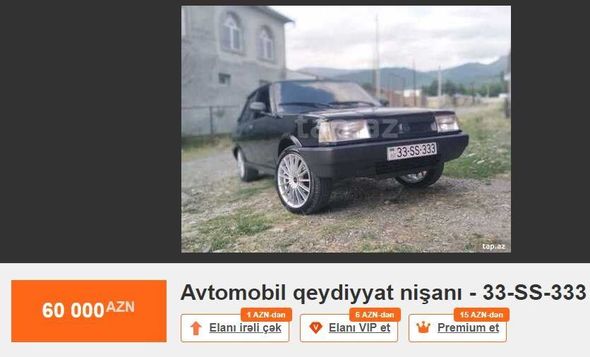 Azərbaycanda 2500 manatlıq maşın nömrələri 60 min manata satılır - FOTO