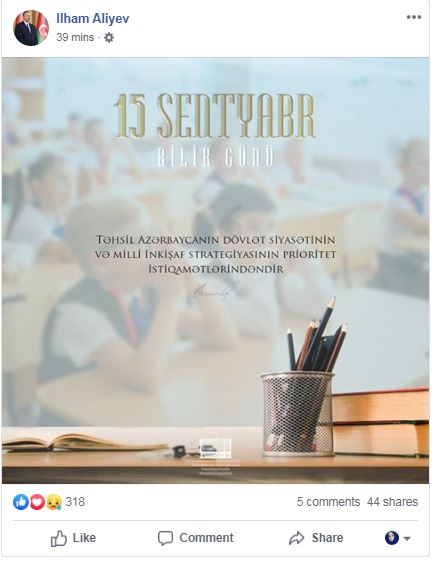 İlham Əliyevdən Bilik Günü təbriki - FOTO