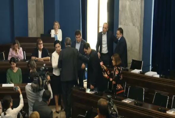 Gürcüstan parlamentində dava: Qadın deputat kişi həmkarını döydü – FOTO/VİDEO