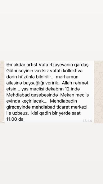 Əməkdar artistə ağır itki üz verib