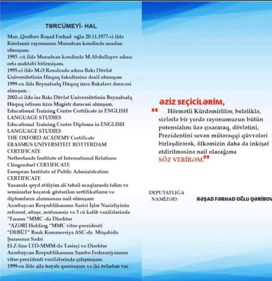 Kürdəmirdə keçmiş deputatın namizəd oğlundan narazılıq artır – Rəşad Qəribov seçiciləri necə şirnikləndirir? - FOTO