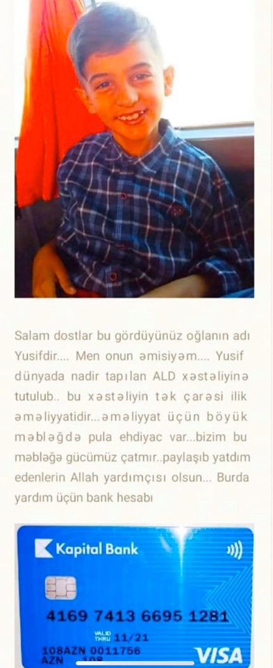 Nadir xəstəliyə tutulan 10 yaşlı Yusifi xilas edək – ÜRƏKPARÇALAYAN MÜRACİƏT