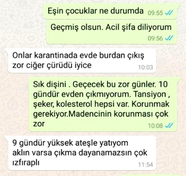 Türkiyədə COVID-19-dan ölən mədən işçisinin dostu ilə SON YAZIŞMASI — FOTO