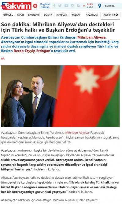 Mehriban Əliyevanın Qarabağla bağlı arzuları Türkiyə mediasında - FOTOLAR
