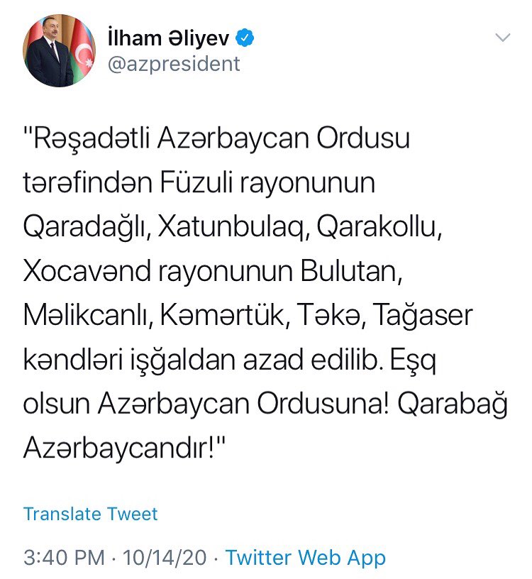 Daha 8 kəndimiz işğaldan azad olundu - Prezident açıqladı