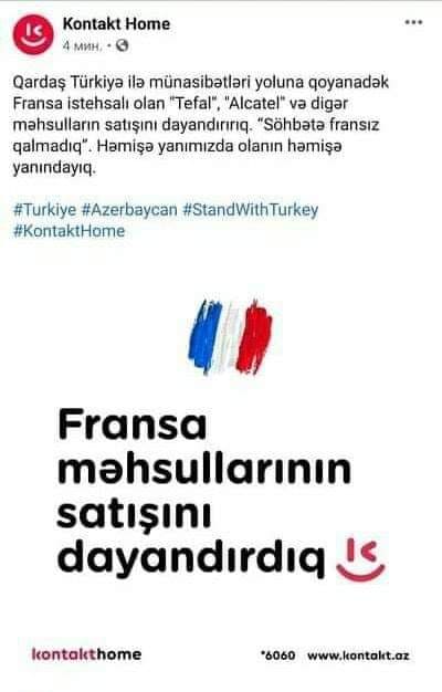 "Kontakt Home" da Fransa məhsullarını boykot etdi - FOTO