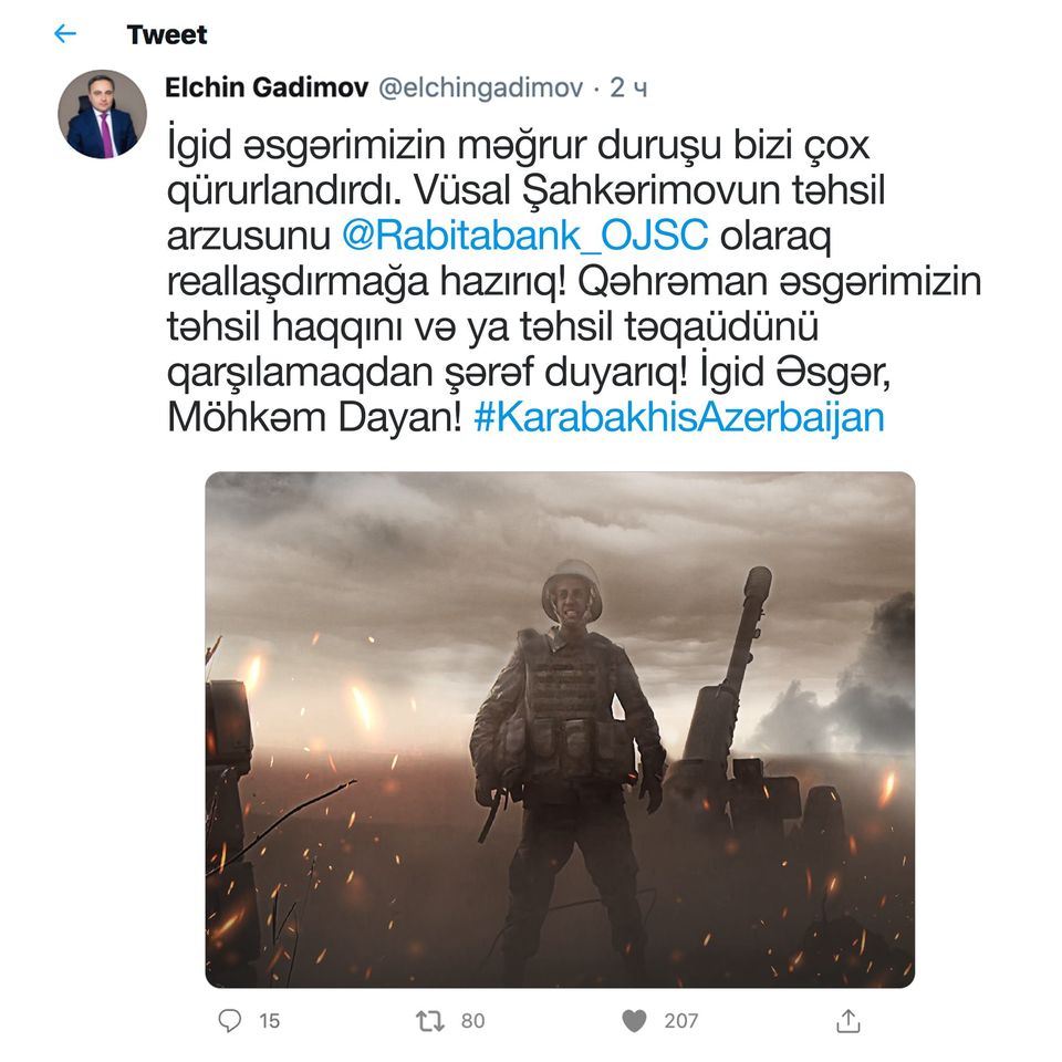Rabitəbank məşhur əsgər topçumuzun arzusunu gerçəkləşdirəcək