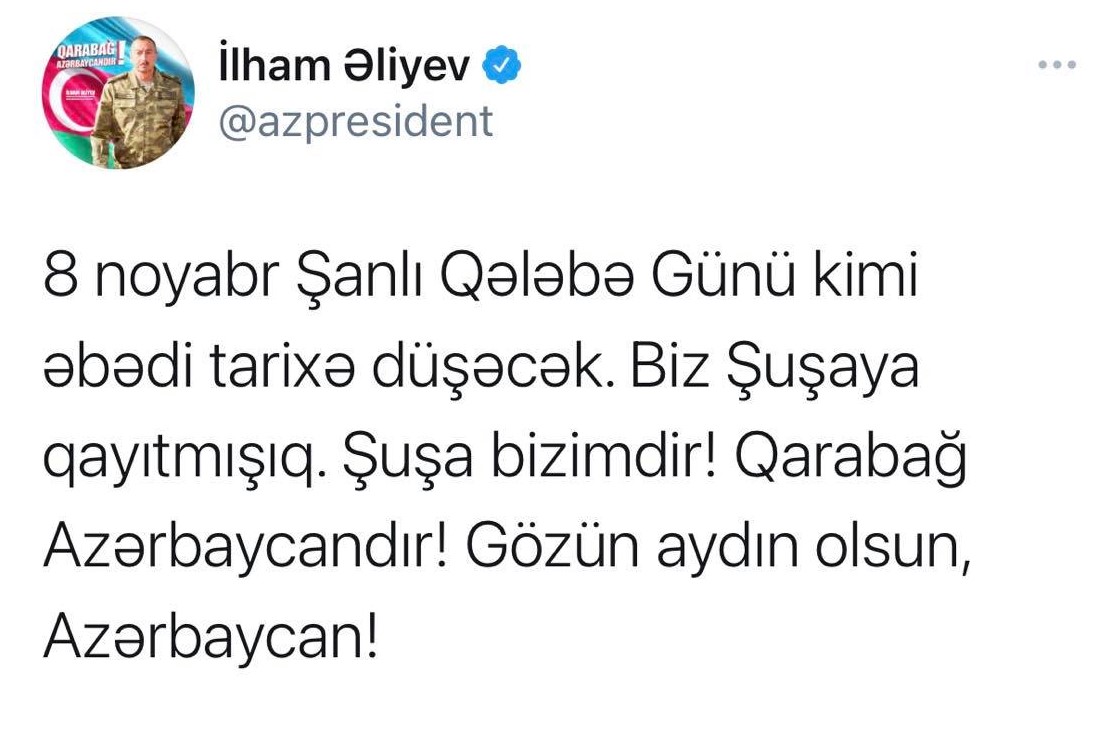 “Bu gün Qələbə Günü kimi tarixə düşəcək”