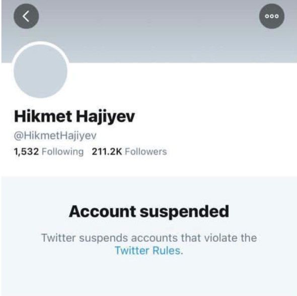 Hikmət Hacıyevin “Twitter” hesabı bloklanıb - FOTO