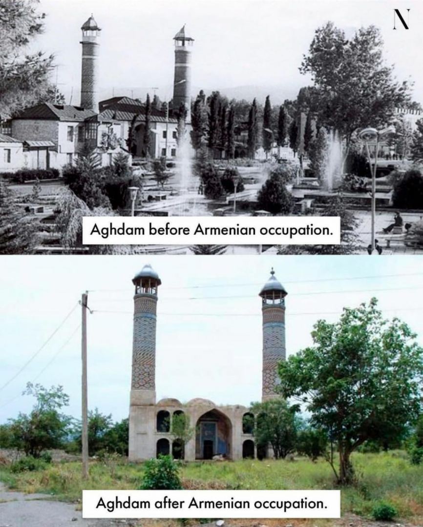 Ağdam erməni vandalizmindən əvvəl və sonra... - FOTOLAR