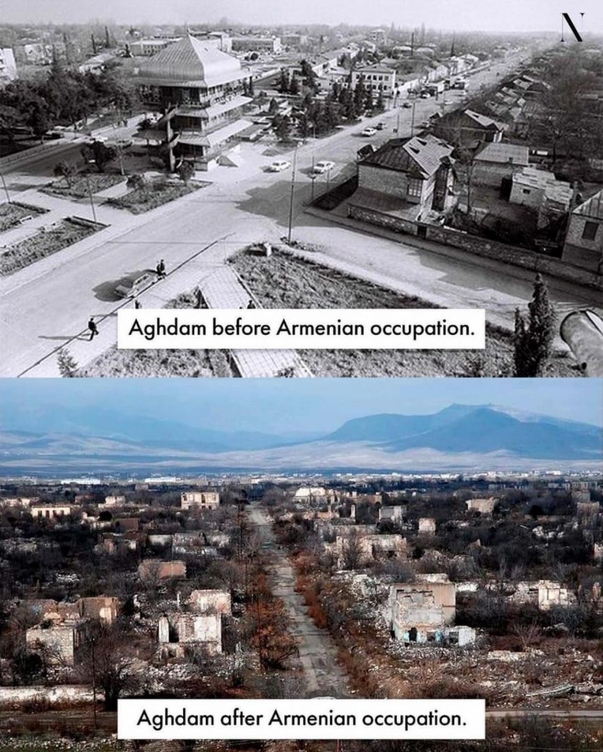 Ağdam erməni vandalizmindən əvvəl və sonra... - FOTOLAR